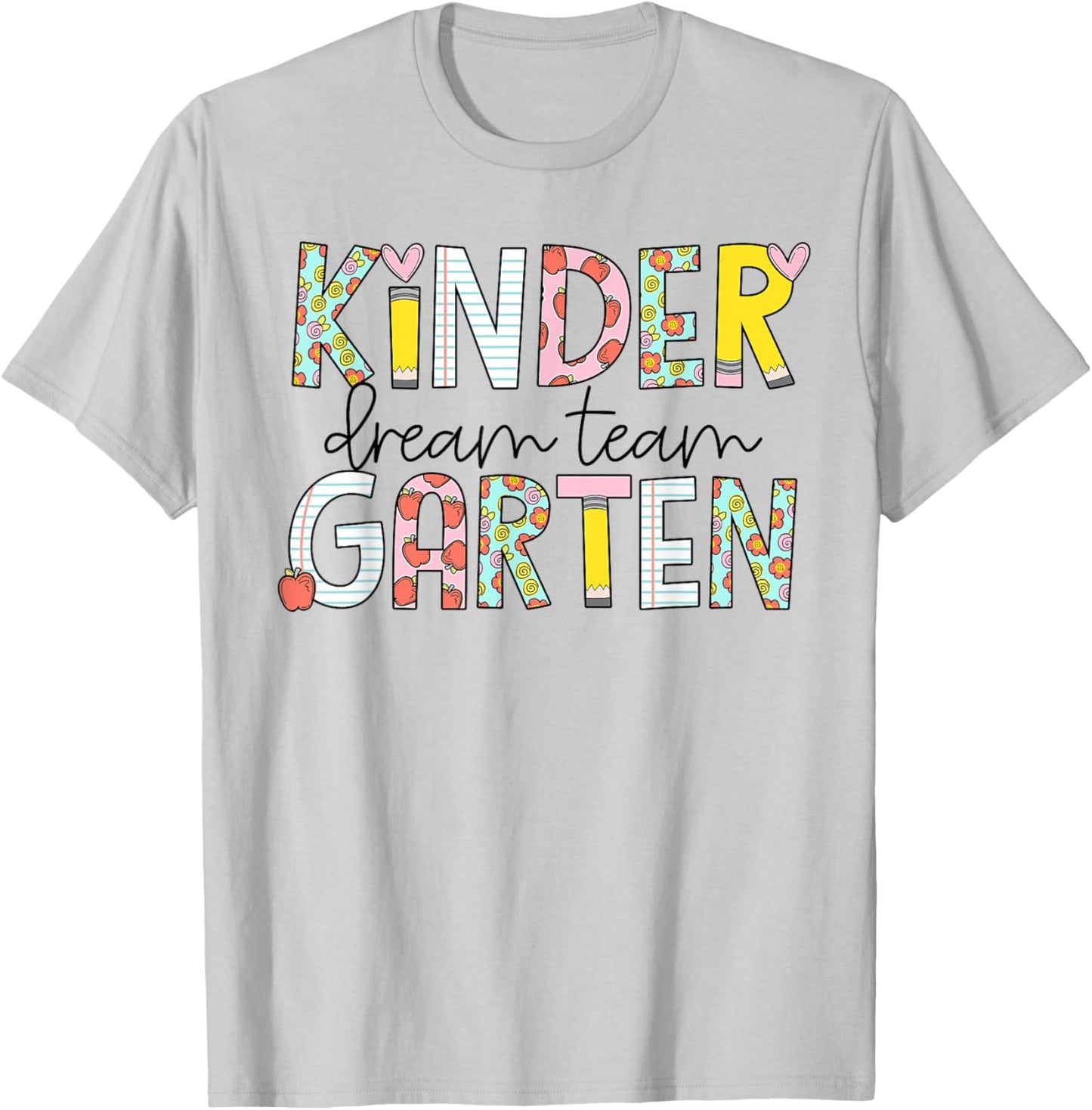 Retro Kindergarten Dream Team Groovy Teacher Back to School T-Shirt - T-Shirt | Ash
