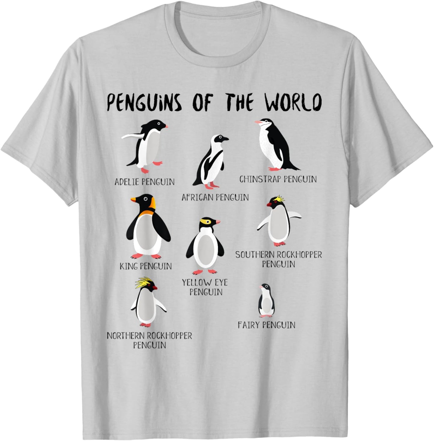 Penguin Animals Education for Kids Youth Teen Boys and Girls T-Shirt - T-Shirt | Ash