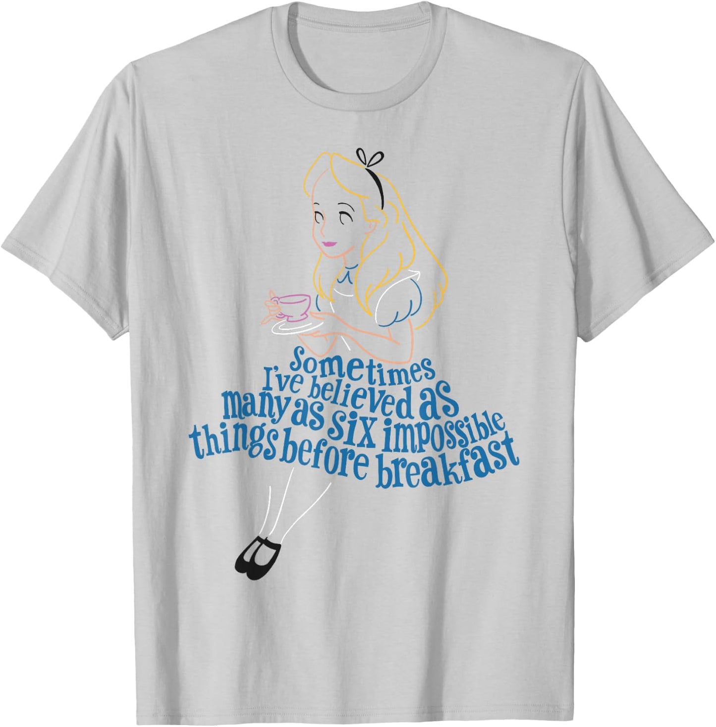 Disney Alice in Wonderland As Many As Six Impossible Things T-Shirt - T-Shirt | Ash