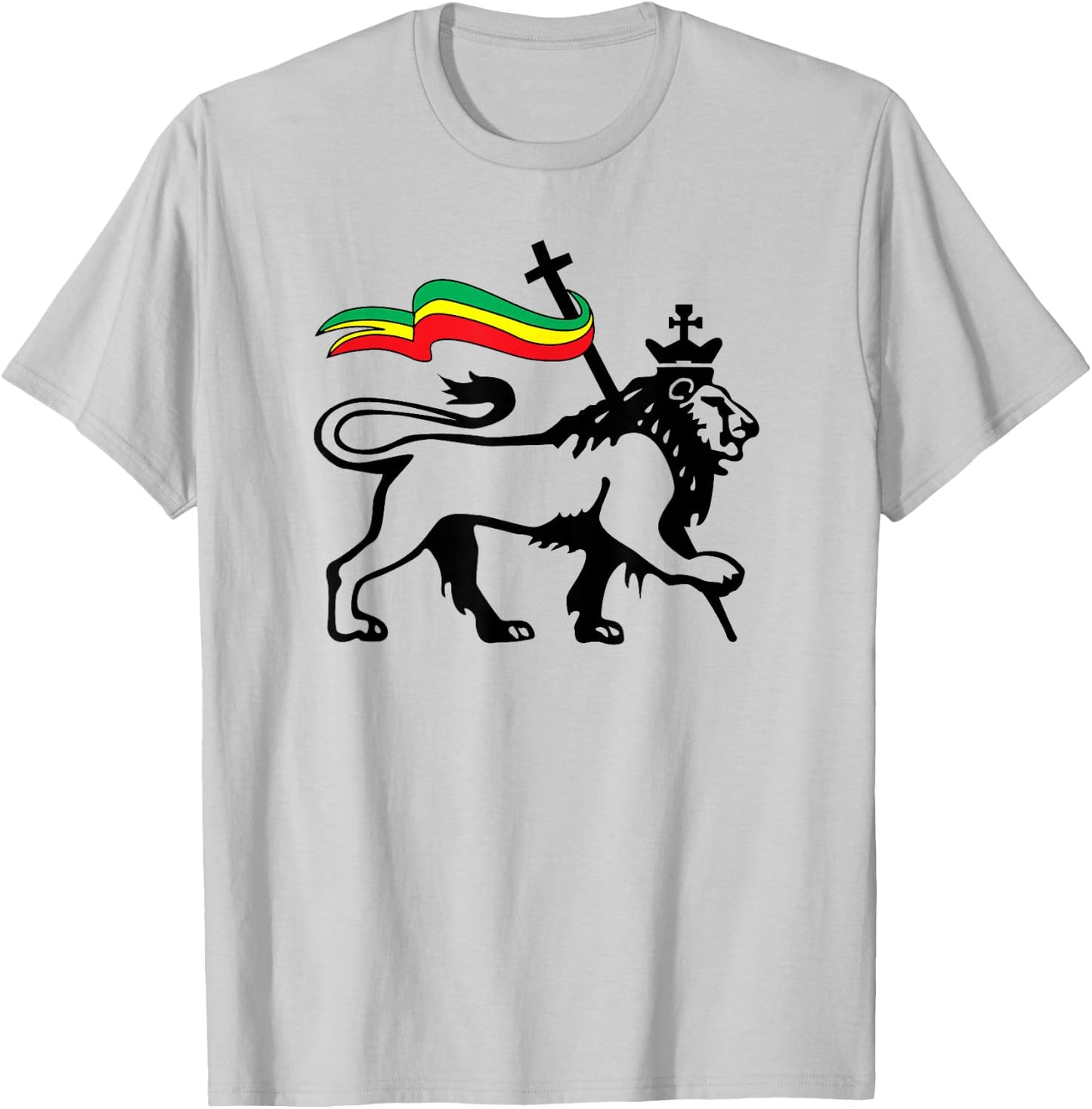 Rasta Lion of Judah Rastafarian Reggae Lion and Christian T-Shirt - T-Shirt | Ash