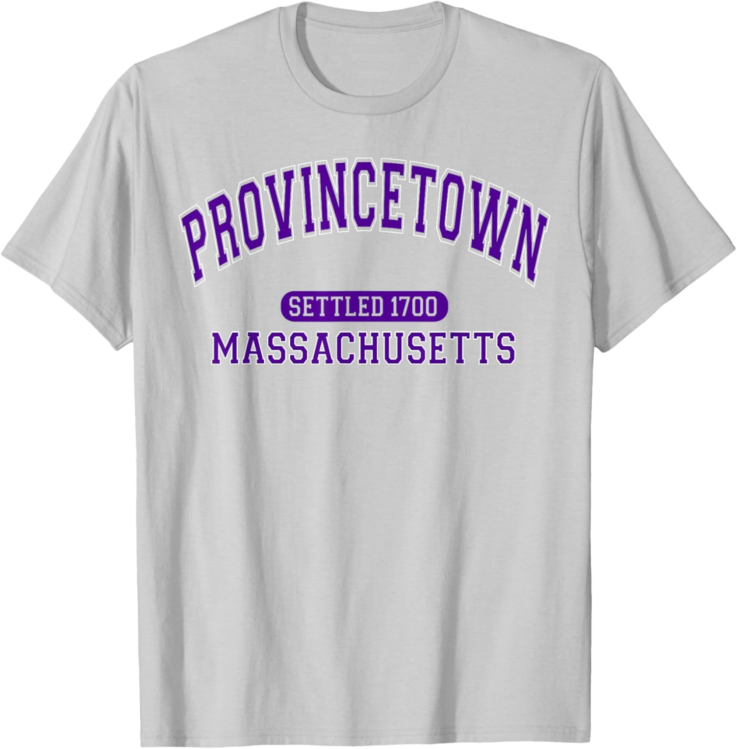 Provincetown Massachusetts Settled 1700 Retro Arched Purple T-Shirt - T-Shirt | Ash