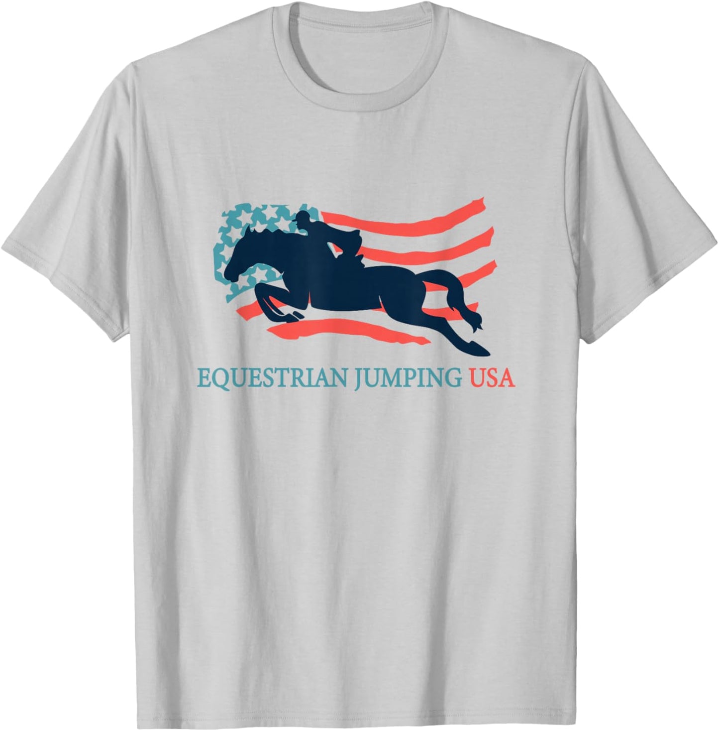 Horse Rider Equestrian Jumping USA Team Coach American Flag T-Shirt - T-Shirt | Ash