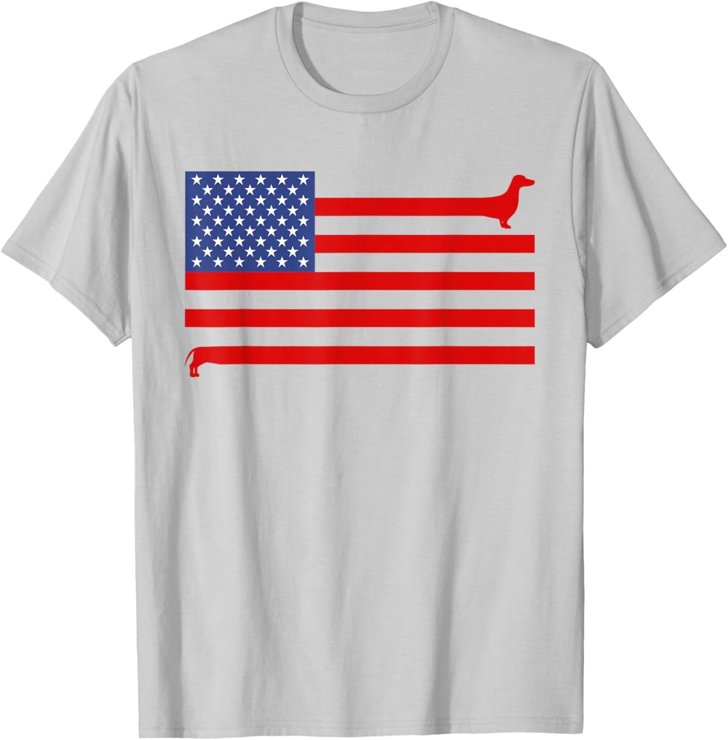 Funny Dachshund USA Flag 4th of July Patriotic Doxie Lover T-Shirt - T-Shirt | Ash
