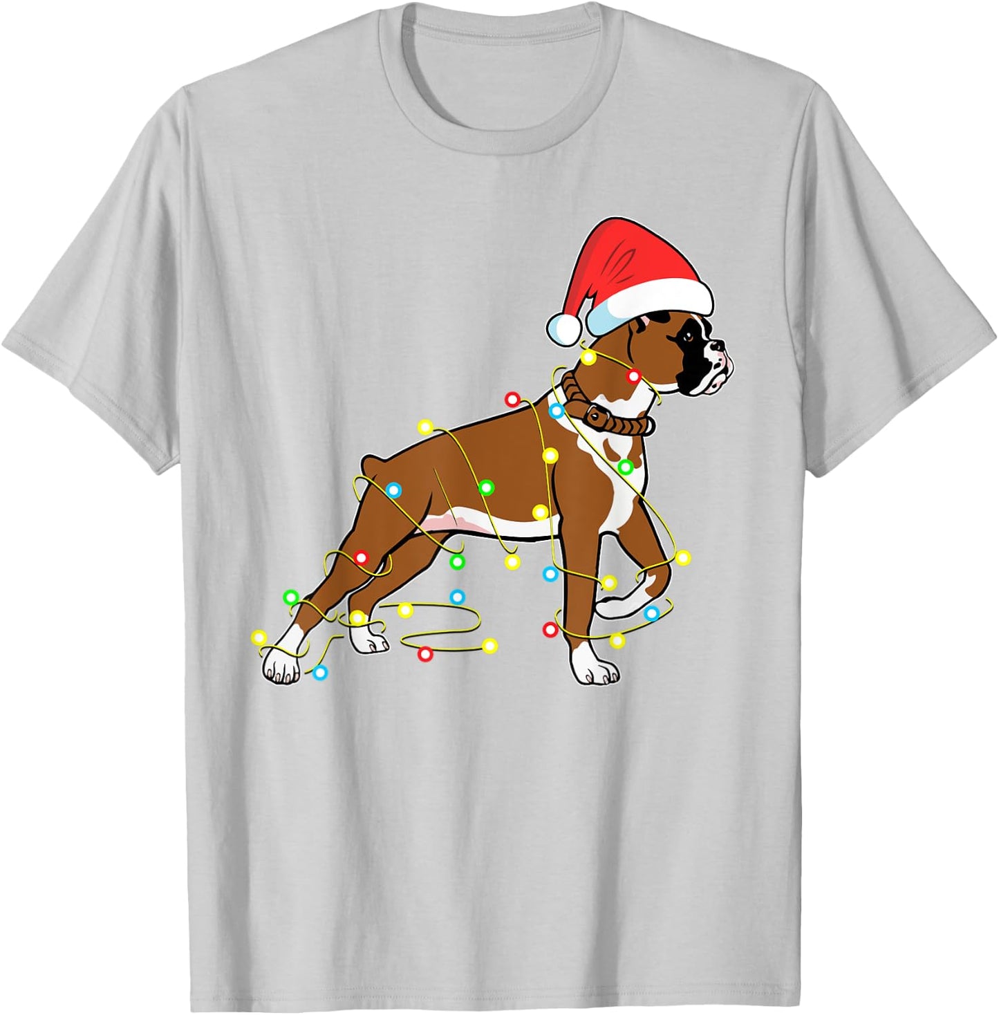 Christmas Lights Boxer Dog Lover Funny Gift Women Kids T-Shirt - T-Shirt | Ash