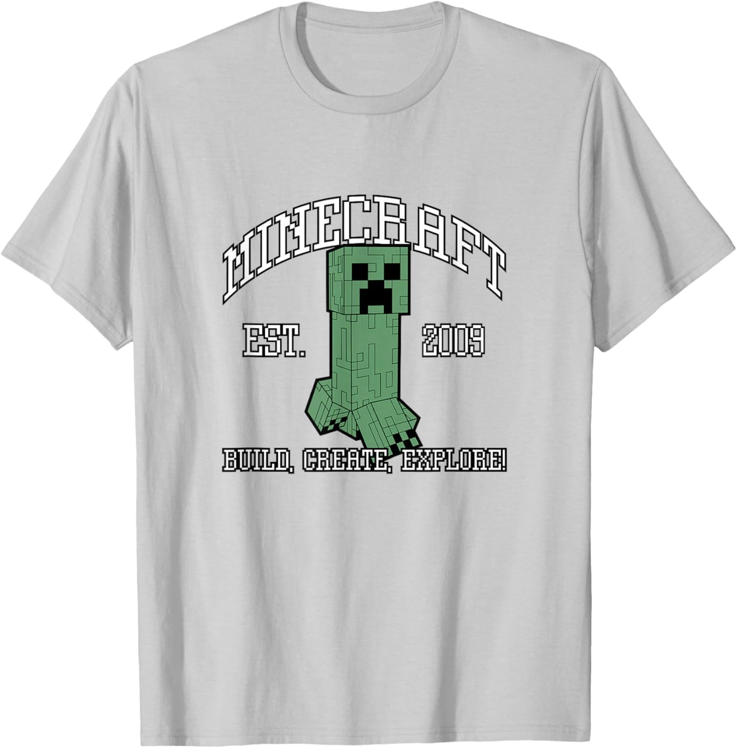 Minecraft Creeper Build Create Explore Est 2009 T-Shirt - T-Shirt | Ash