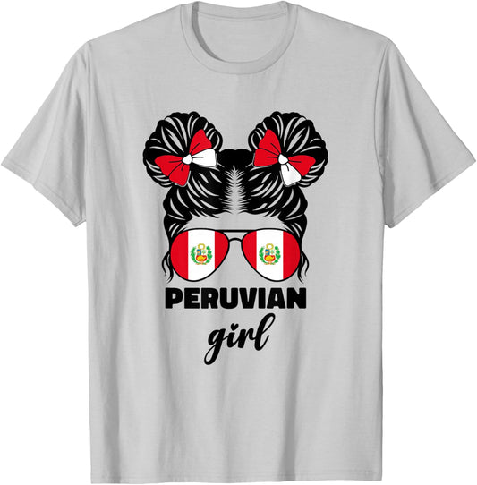 Peruvian Girl For Kids Girls Toddler Peru Flag Peruana Perú T-Shirt - T-Shirt | Ash