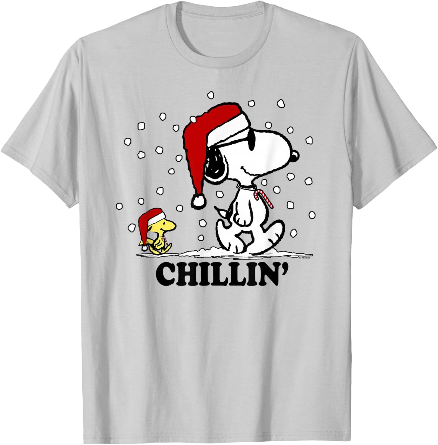 Peanuts Holiday Snoopy Snowfall Chillin' Short Sleeve T-Shirt - T-Shirt | Ash
