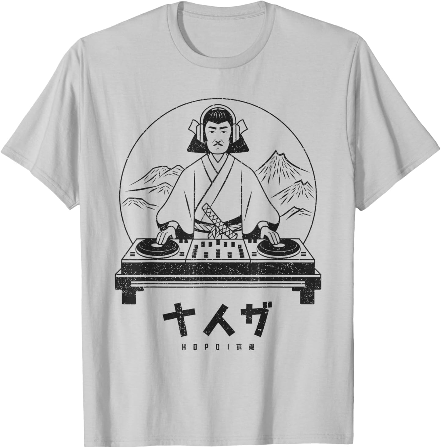 Japanese DJ Music Lover Samurai Japan Art Men Women T-Shirt - T-Shirt | Ash