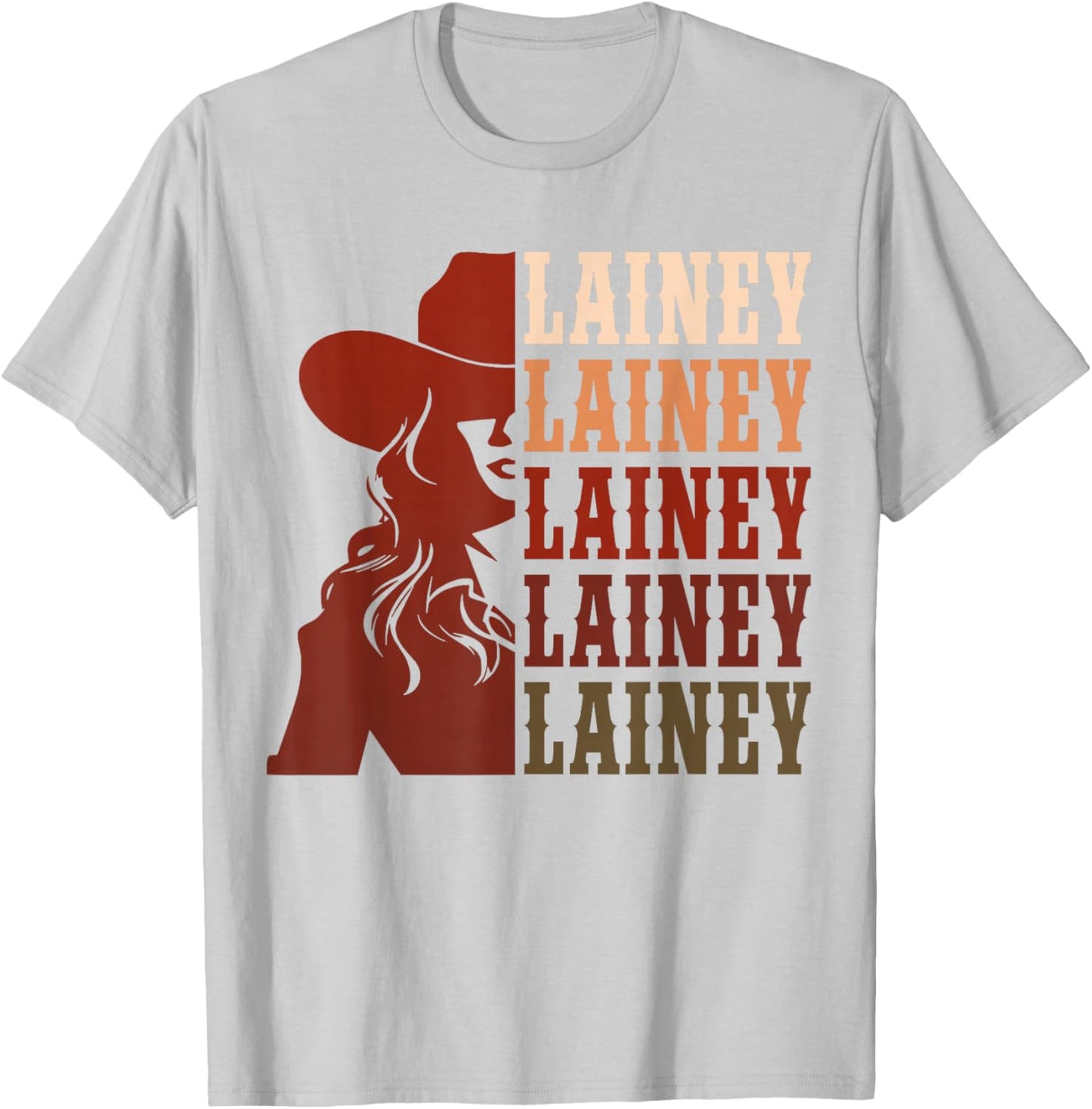 Girl Retro First Name Lainey Personalized Cowgirl Party T-Shirt - T-Shirt | Ash