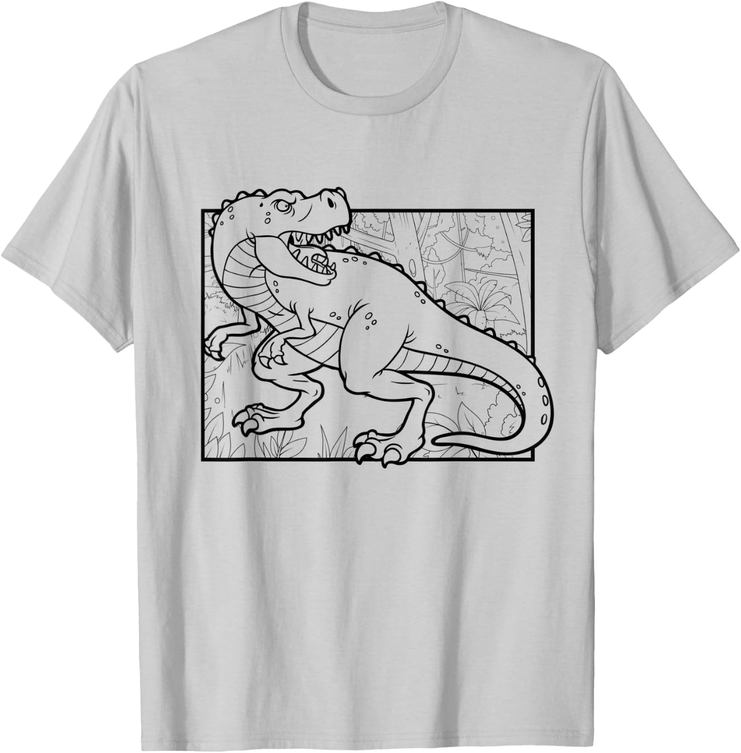 Dino Motif For Coloring And Painting For Artists Children T-Shirt - T-Shirt | Ash