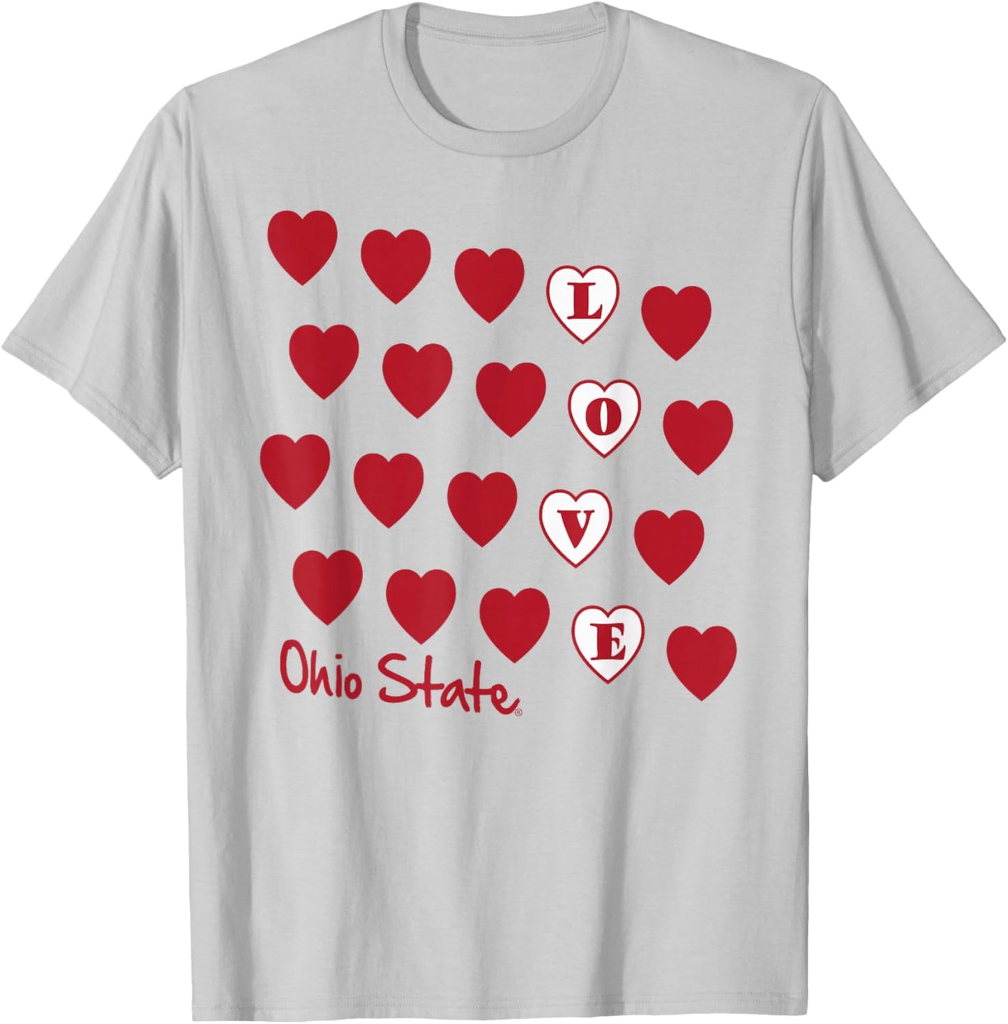 Ohio State Buckeyes Valentine Love Gray Officially Licensed T-Shirt - T-Shirt | Ash