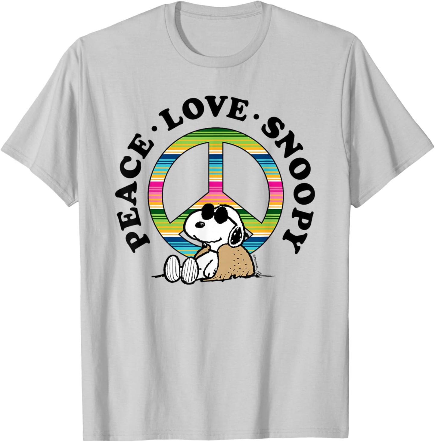 Peanuts - Peace Love Snoopy T-Shirt - T-Shirt | Ash