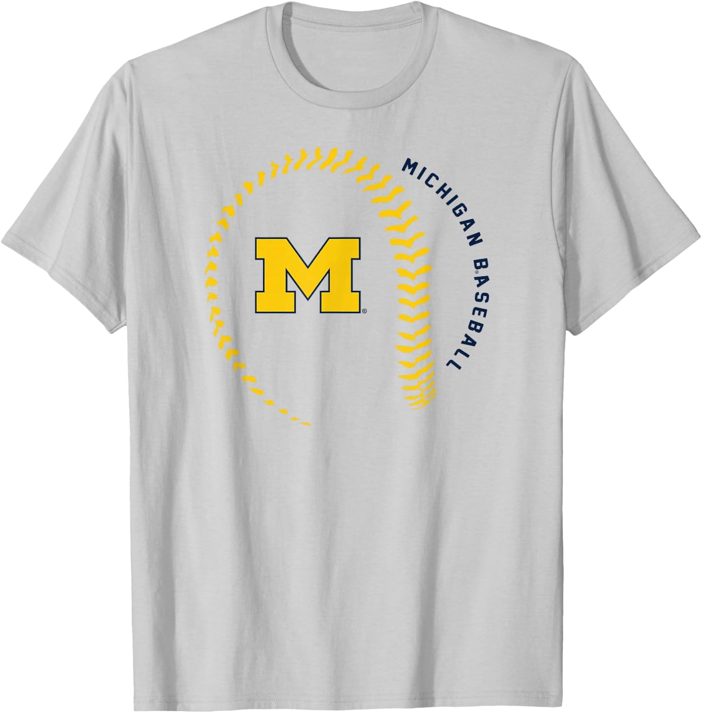 Michigan Wolverines Baseball Fastball White T-Shirt - T-Shirt | Ash