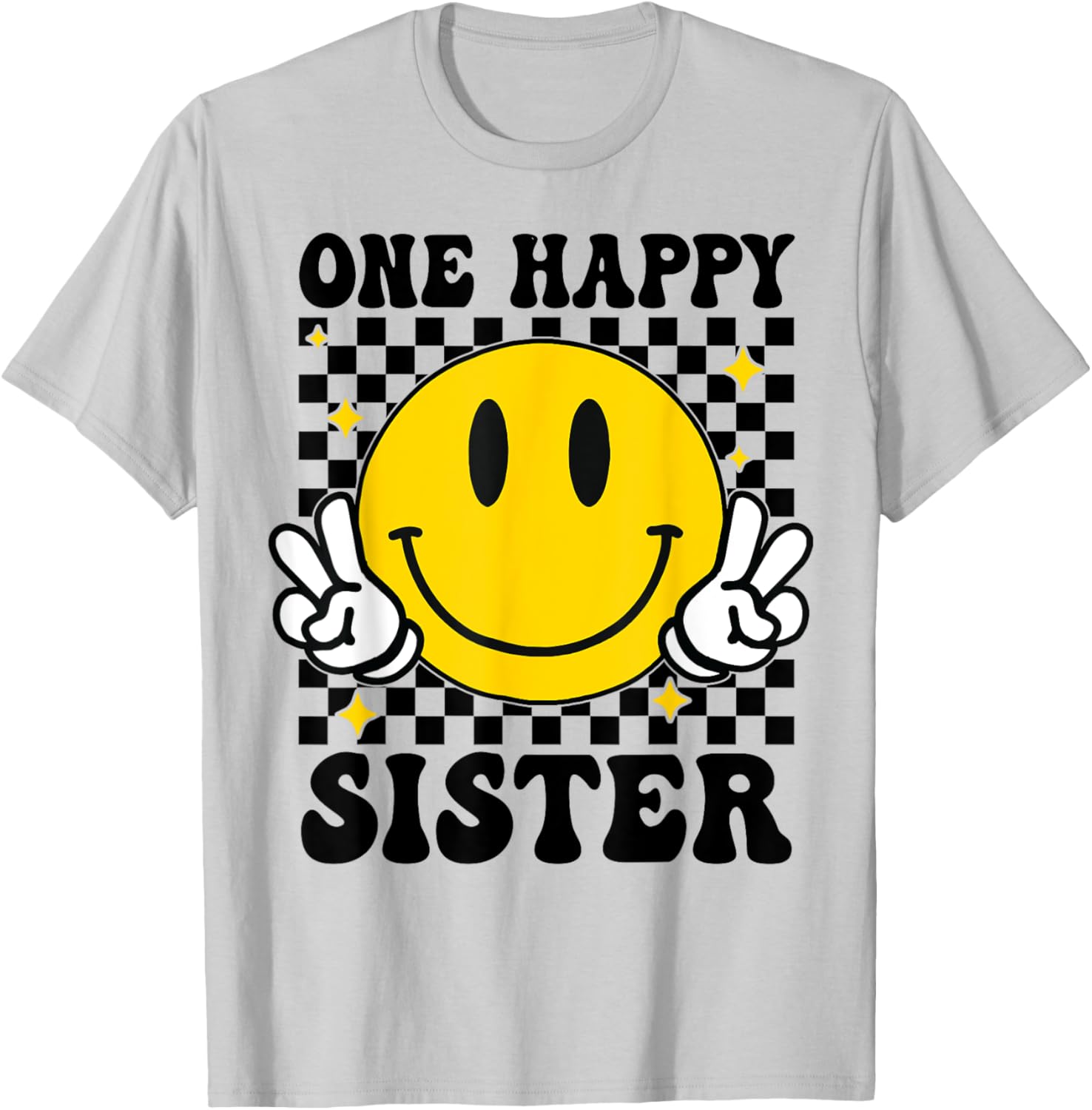 One Happy Dude Sister happy face 1st Birthday Family T-Shirt - T-Shirt | Ash
