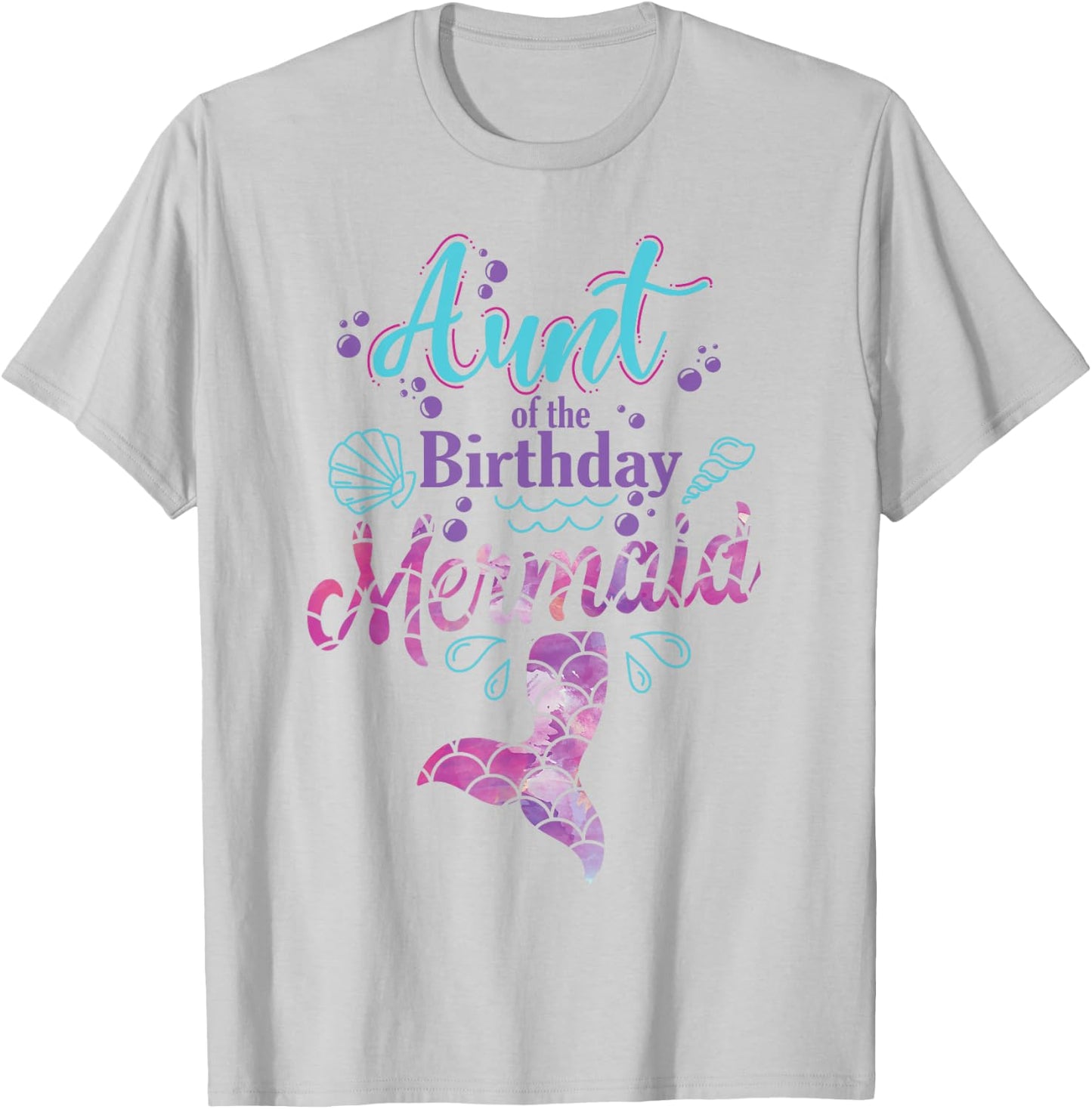 Aunt Of The Birthday Mermaid Birthday Party Mermaid Aunt T-Shirt - T-Shirt | Ash