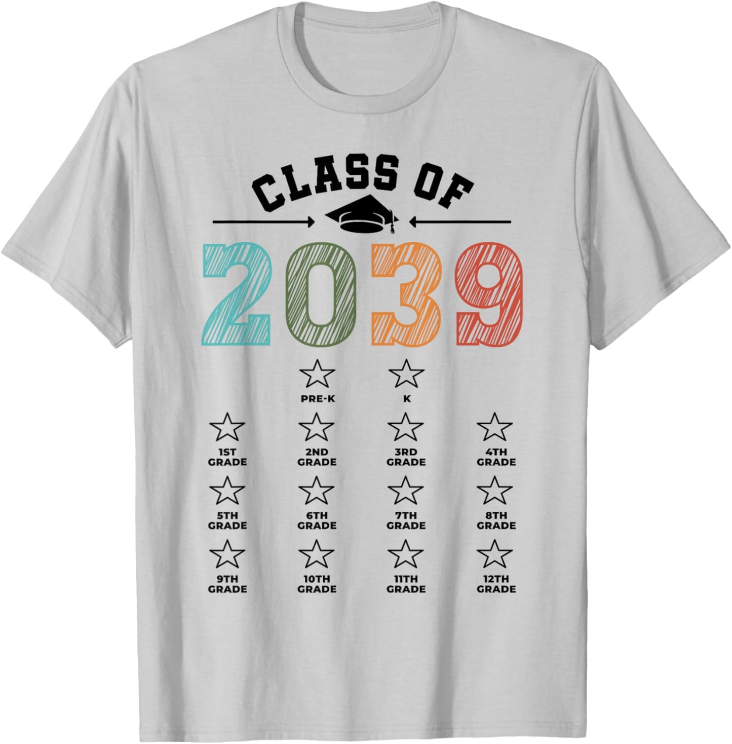 Class Of 2039 Shirt Mom Dad Checklist Pre-k 12th Grade 2039 T-Shirt - T-Shirt | Ash