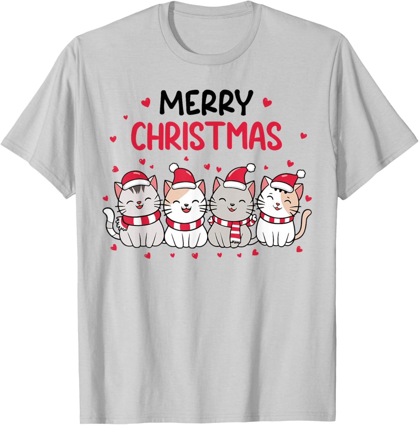 Merry Catmas Merry Christmas Tree Cat Lover Cat Mom Cat Dad T-Shirt - T-Shirt | Ash