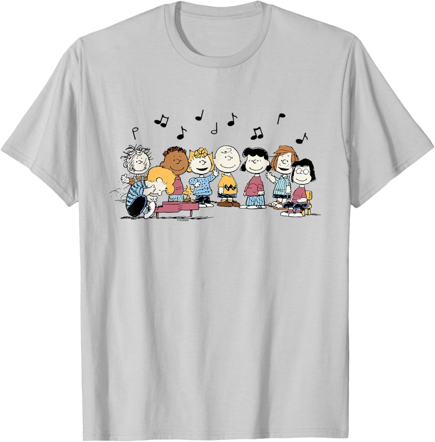 Peanuts - Schroeder Pigpen Franklin Lucy Charlie Sally Music T-Shirt - T-Shirt | Ash