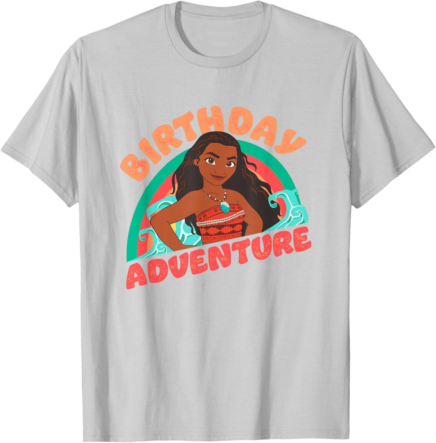 Disney Moana Brave Moana Birthday Adventure Big Chest Logo T-Shirt - T-Shirt | Ash