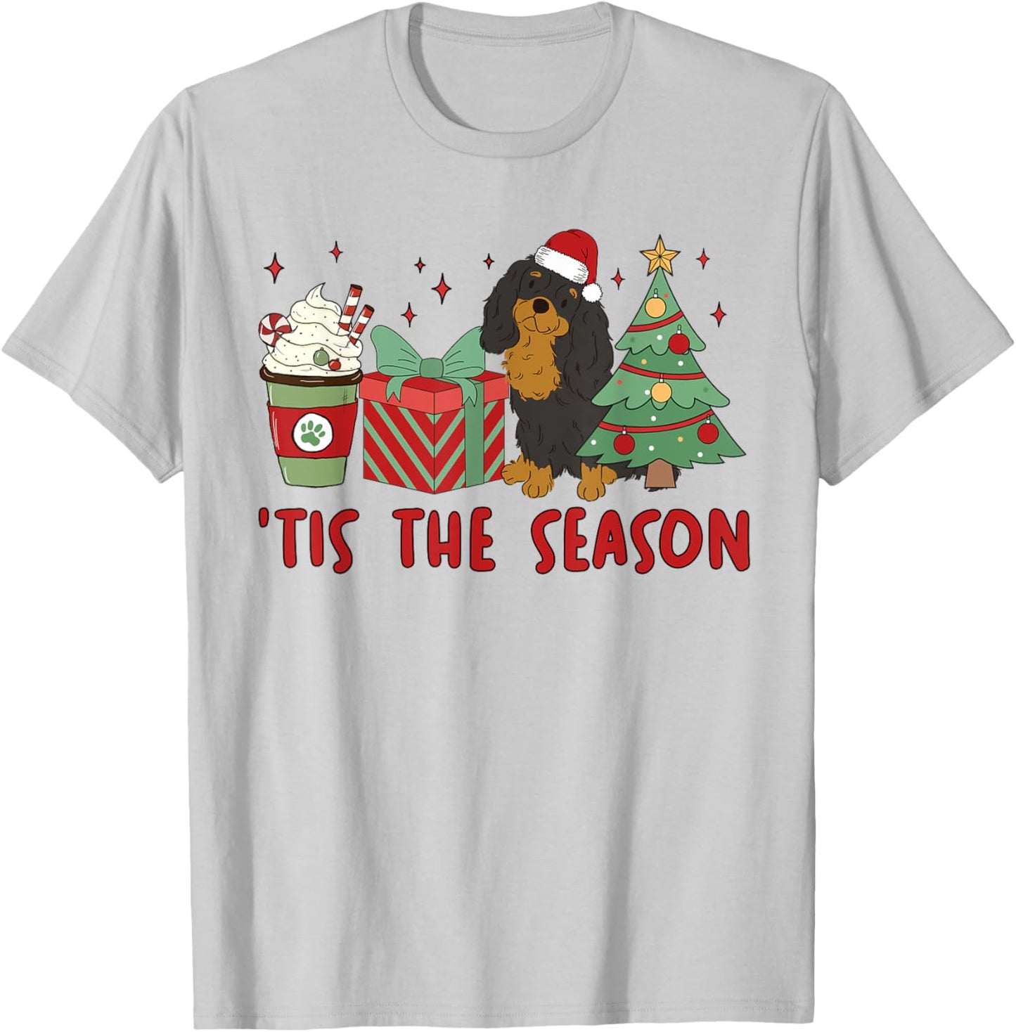 Cavalier King Charles Spaniel Christmas Tis The Season Dog T-Shirt - T-Shirt | Ash
