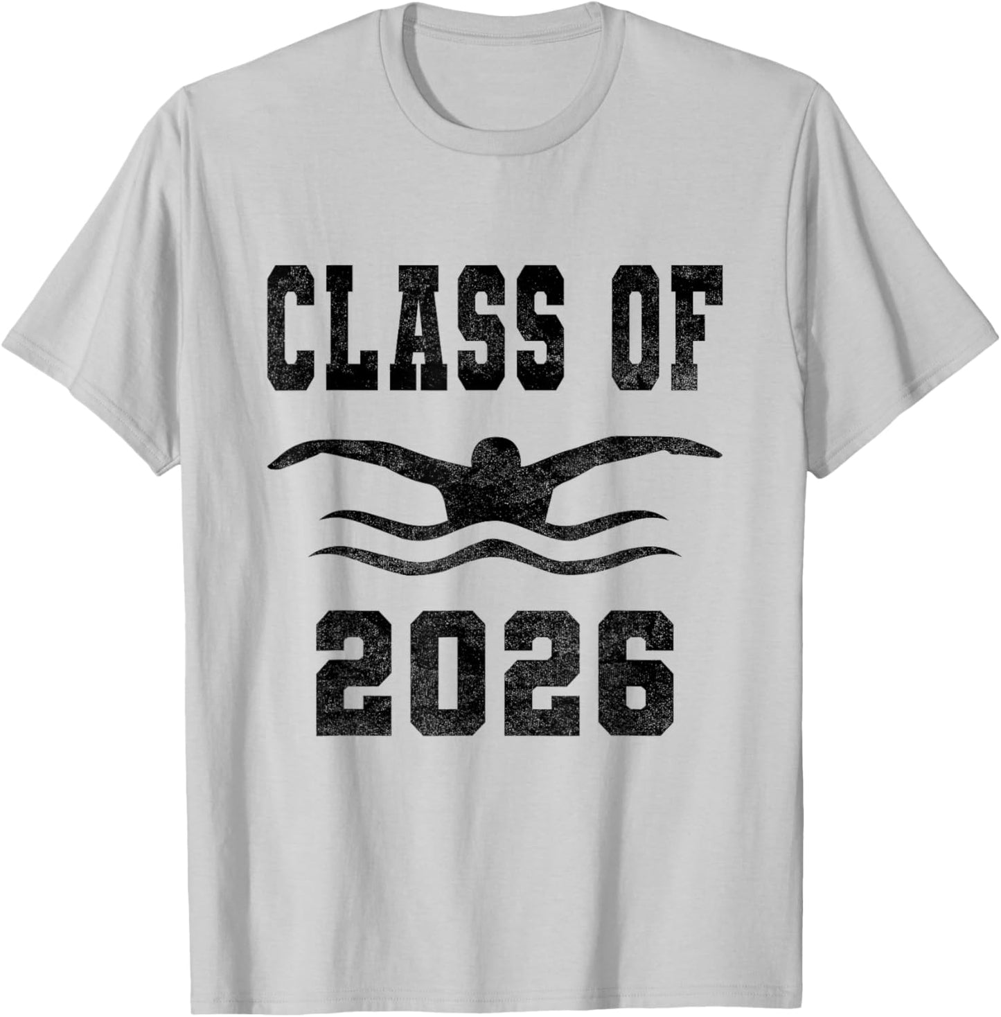 Class of 2026 Senior Swimmer Vintage Swimming Team Black T-Shirt - T-Shirt | Ash