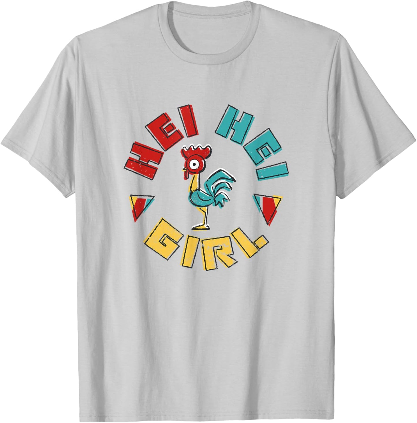 Disney Moana Hei Hei Girl Colorful Frame Big Chest Portrait T-Shirt - T-Shirt | Ash