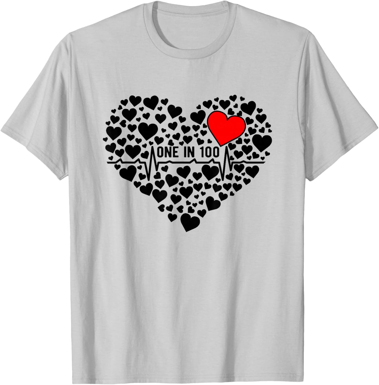 One In 100 CHD Warrior Congenital Heart Disease Awareness T-Shirt - T-Shirt | Ash
