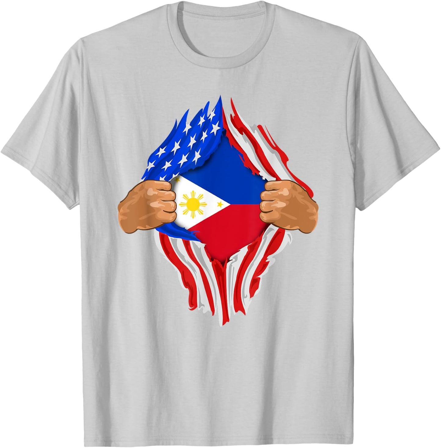Filipino Blood Inside Me | The Philippines Flag Gift T-Shirt - T-Shirt | Ash