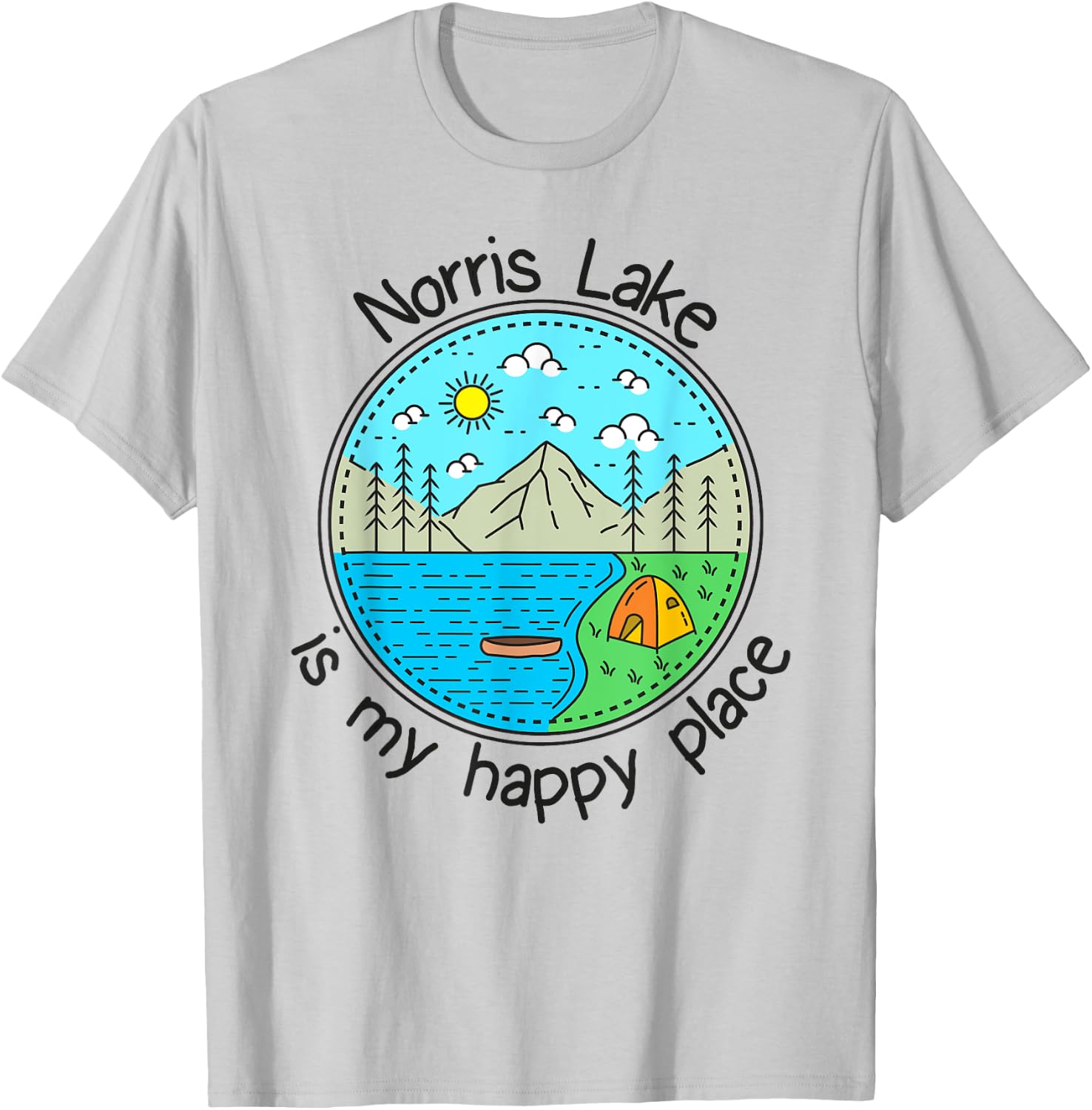 Fishing Boating Camping - My Happy Place Norris Lake T-Shirt - T-Shirt | Ash
