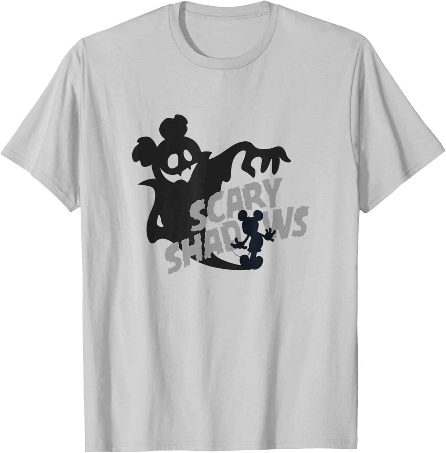 Disney Mickey and Friends Halloween Scary Shadows Silhouette T-Shirt - T-Shirt | Ash