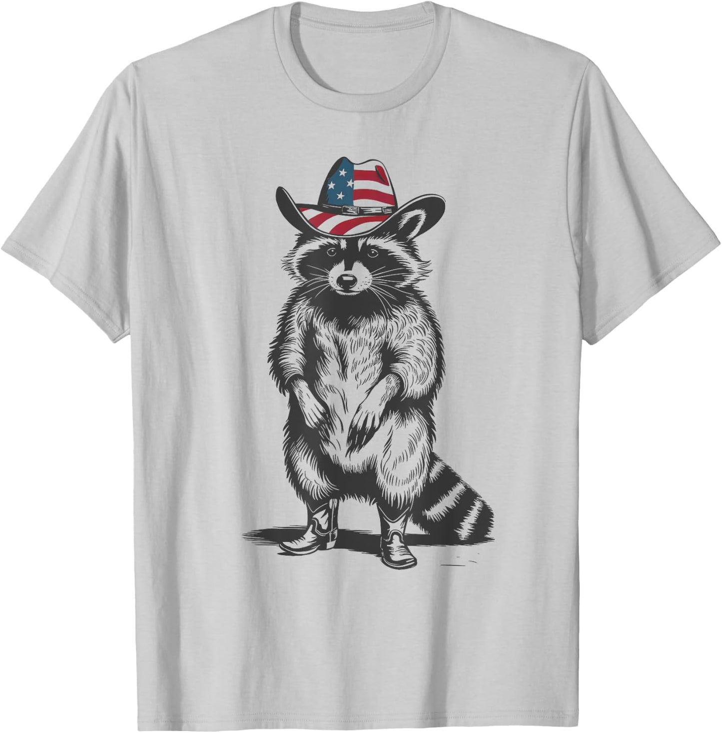 Vintage Racoon Trash Panda Cowboy Western Country Cowgirl T-Shirt - T-Shirt | Ash