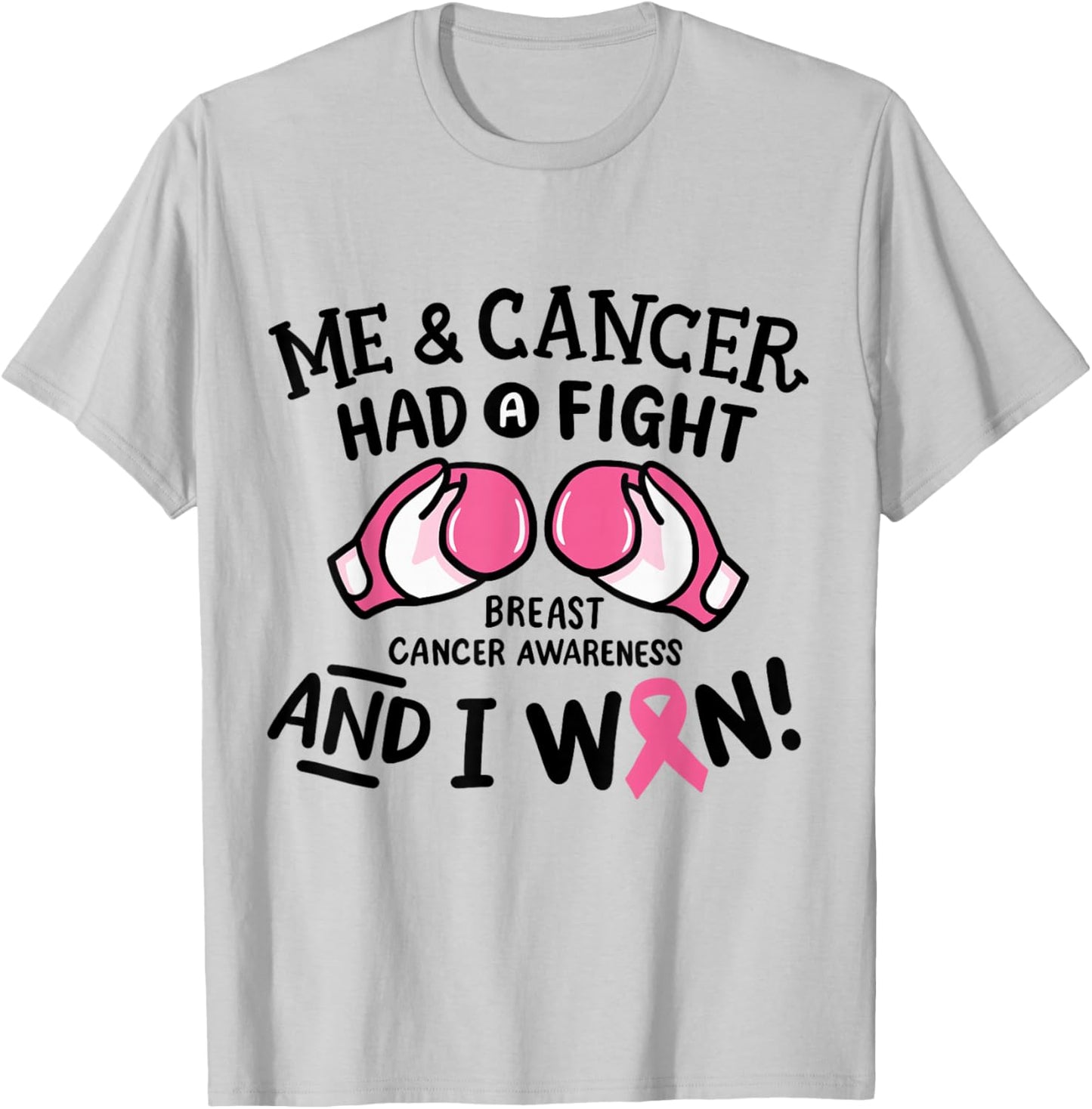 Breast Cancer Awareness I Fought Cancer & Won Pink Survivor T-Shirt - T-Shirt | Ash