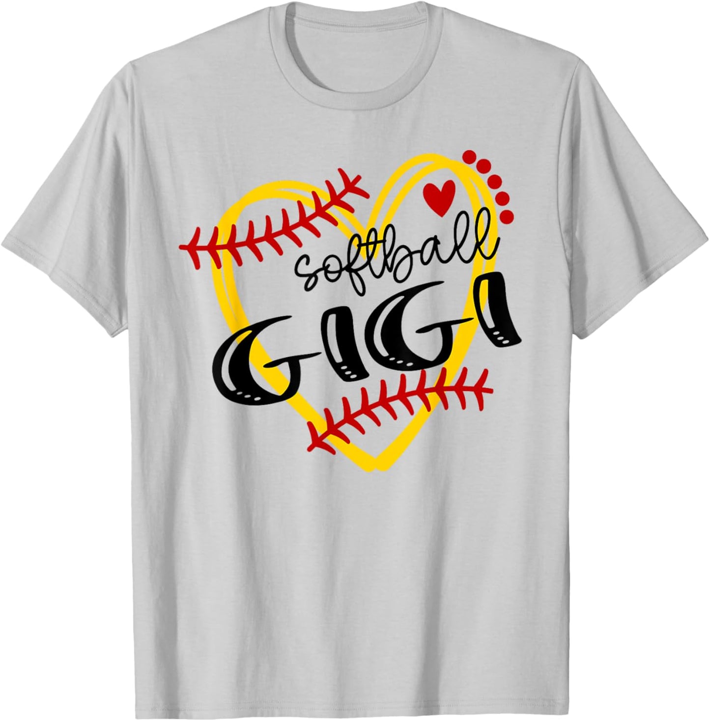 Personalized Softball Heart Cute Gigi Women Softball T-Shirt - T-Shirt | Ash