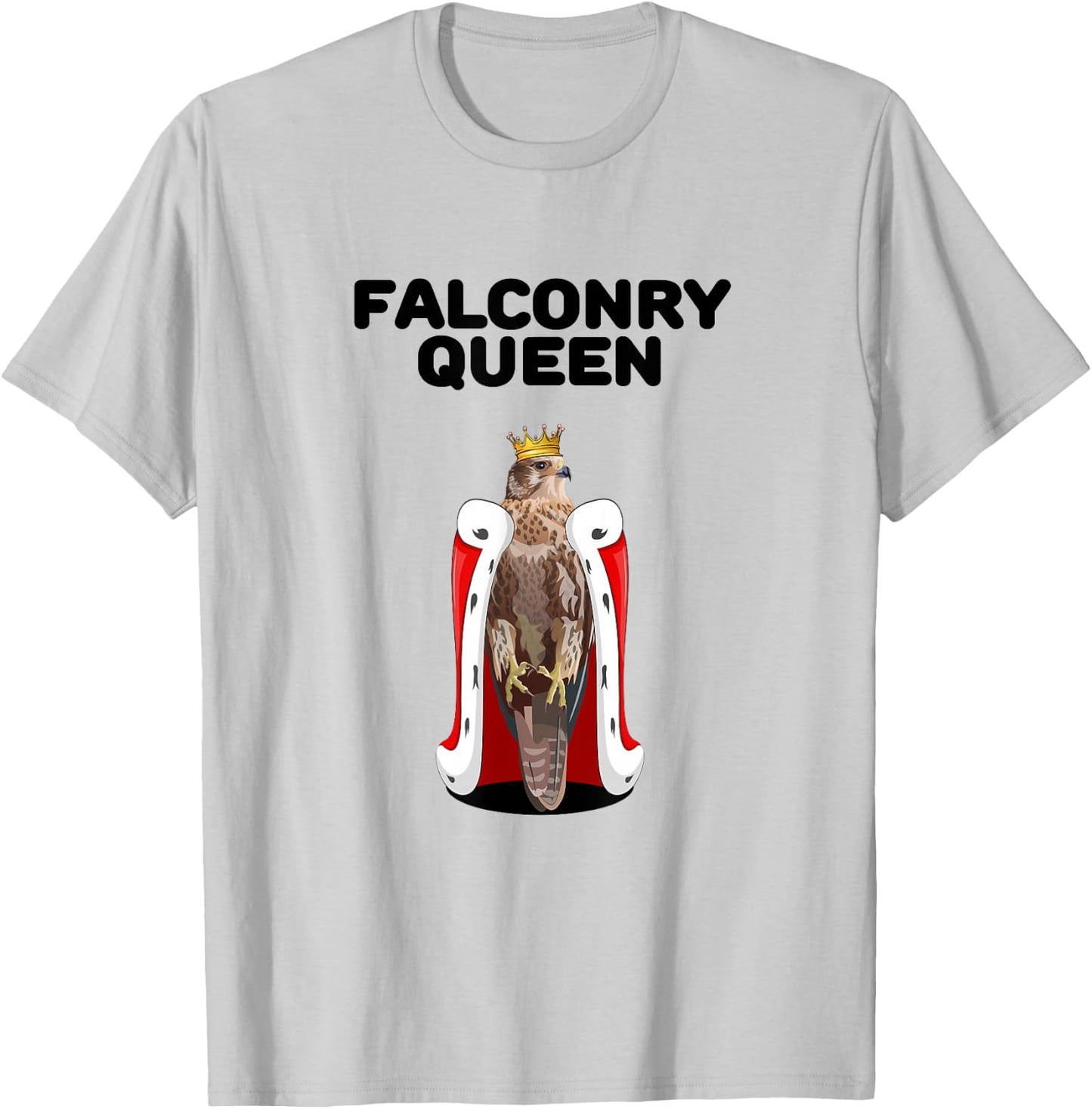 Falconry Queen Master Hunter Raptor Training Falcon T-Shirt - T-Shirt | Ash