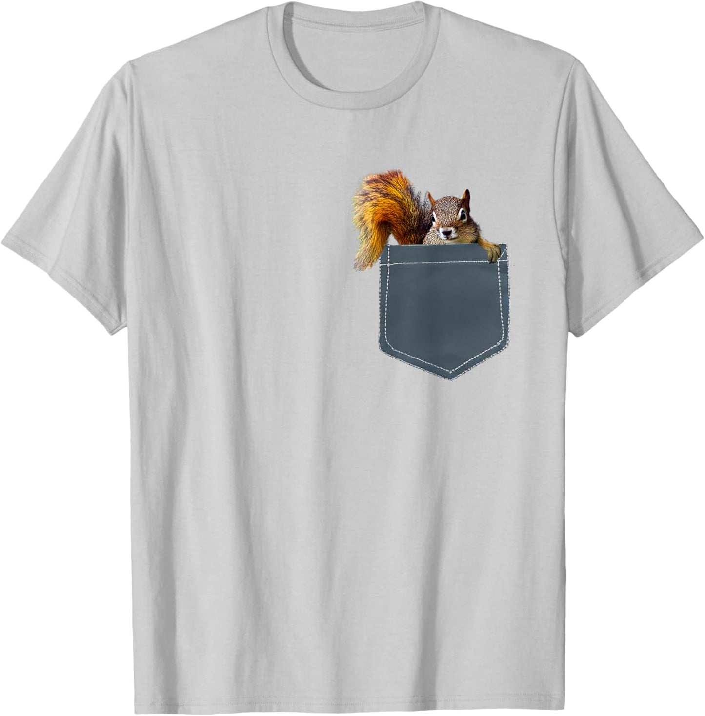 Cute Squirrel in Pocket Shirt , Women, Kids T-Shirt - T-Shirt | Ash