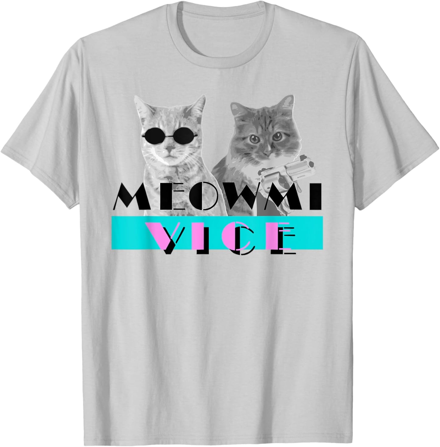 Kitten Meowmi Vice 80s Miami Funny Cat Lover T-Shirt - T-Shirt | Ash