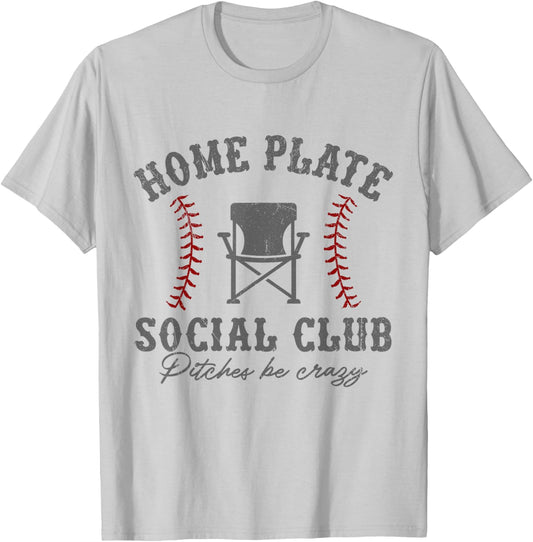 Home Plate Social Club Pitches Be Crazy Baseball T-Shirt - T-Shirt | Ash
