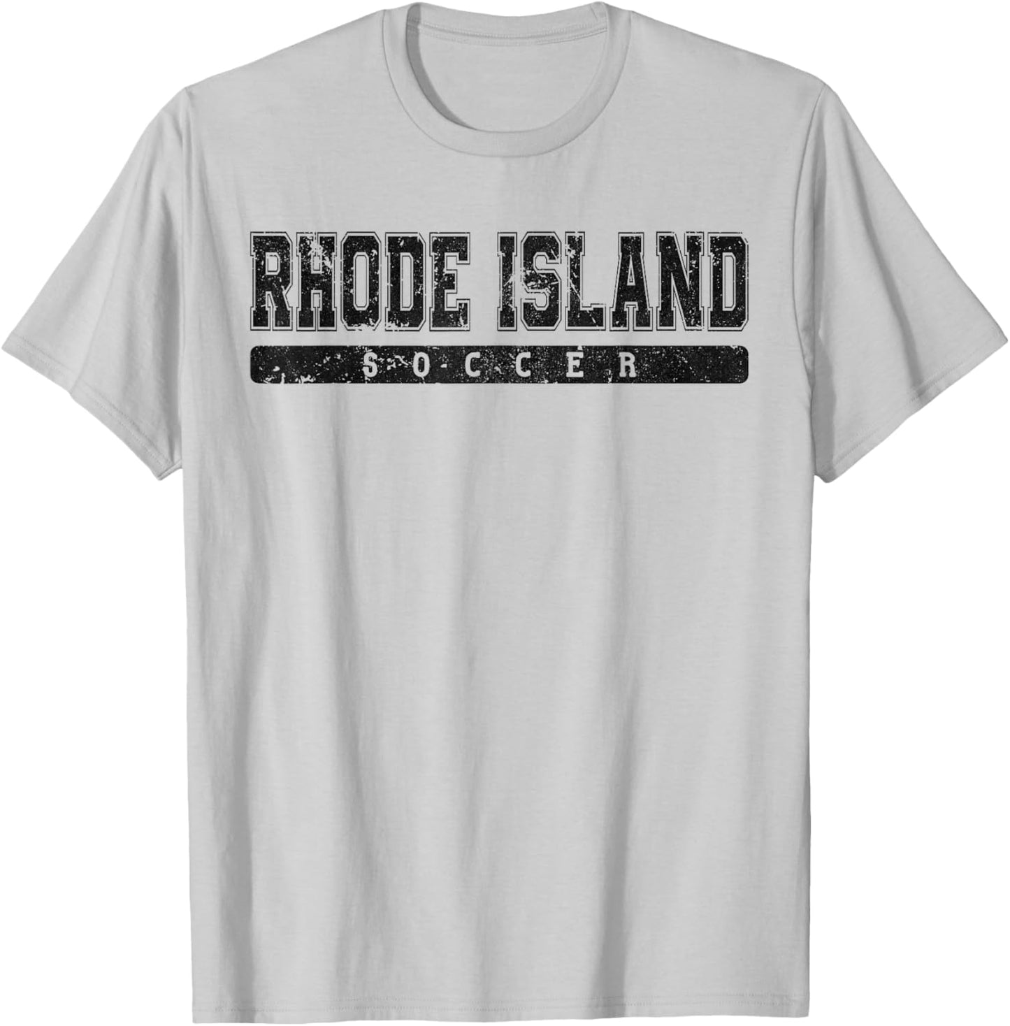 Rhode Island Soccer Black Vintage Text T-Shirt - T-Shirt | Ash