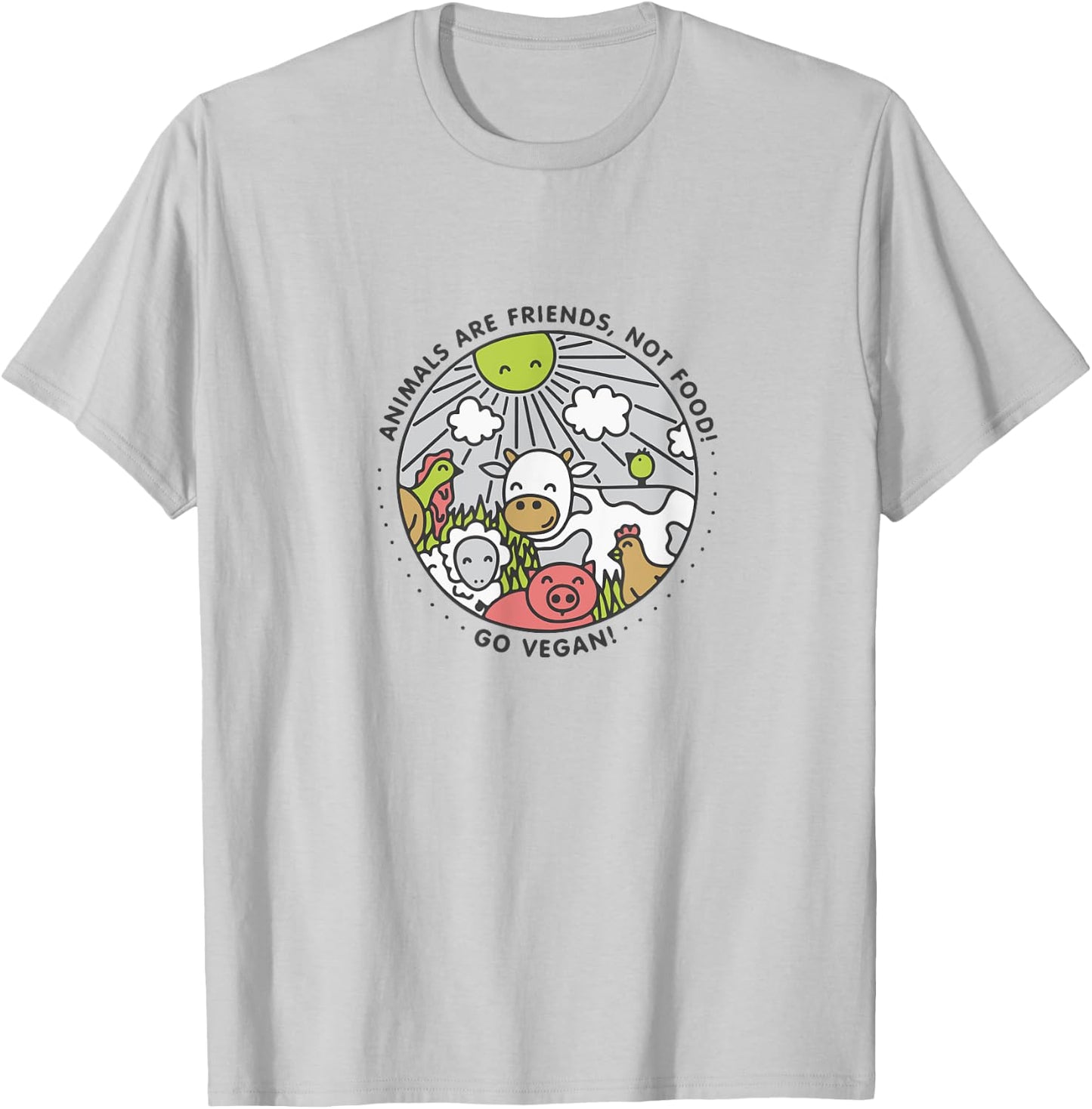Animals Are Friends Not Food Vegan Shirt T-Shirt - T-Shirt | Ash