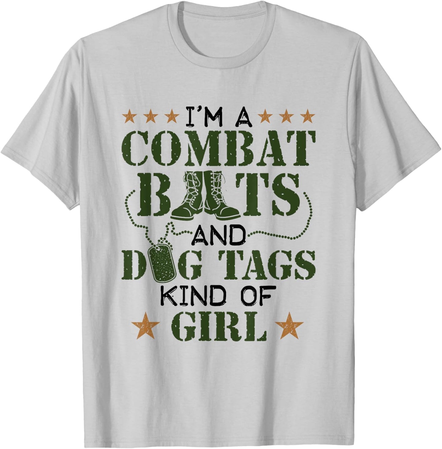 Women Military Veteran Combat Boots Dog Tags Kind Of Girl T-Shirt - T-Shirt | Ash