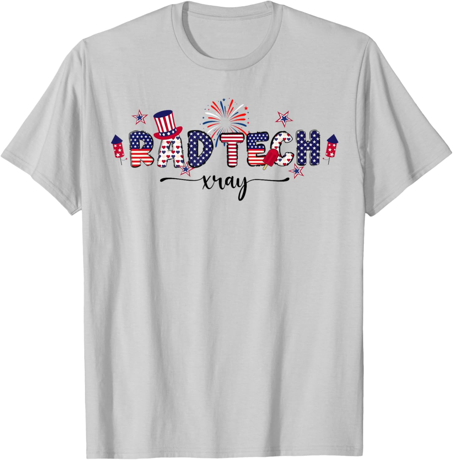 Rad Tech Xray Radiology Fireworks 4th Of July T-Shirt - T-Shirt | Ash