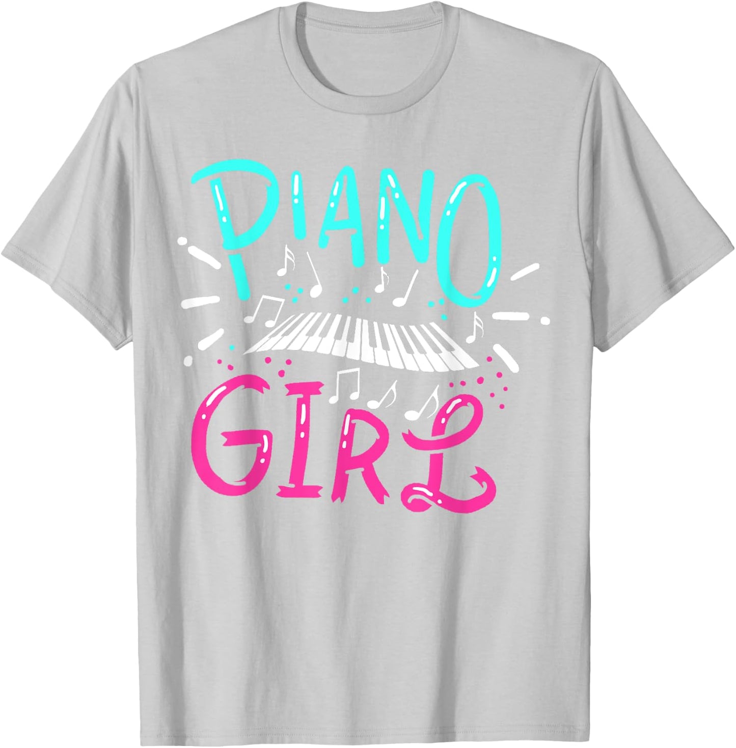 Piano Girl Pianist Music Notes Gift T-Shirt - T-Shirt | Ash