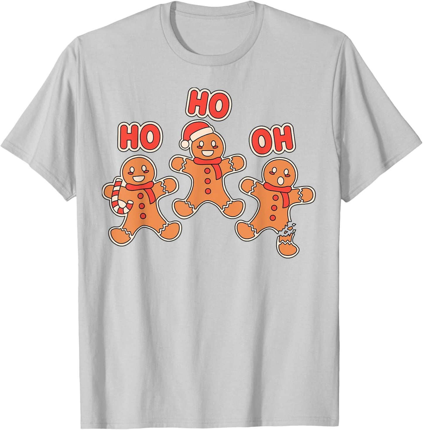 Ho Ho Oh Snap Gingerbread Man Broken Leg Christmas Shirt T-Shirt - T-Shirt | Ash
