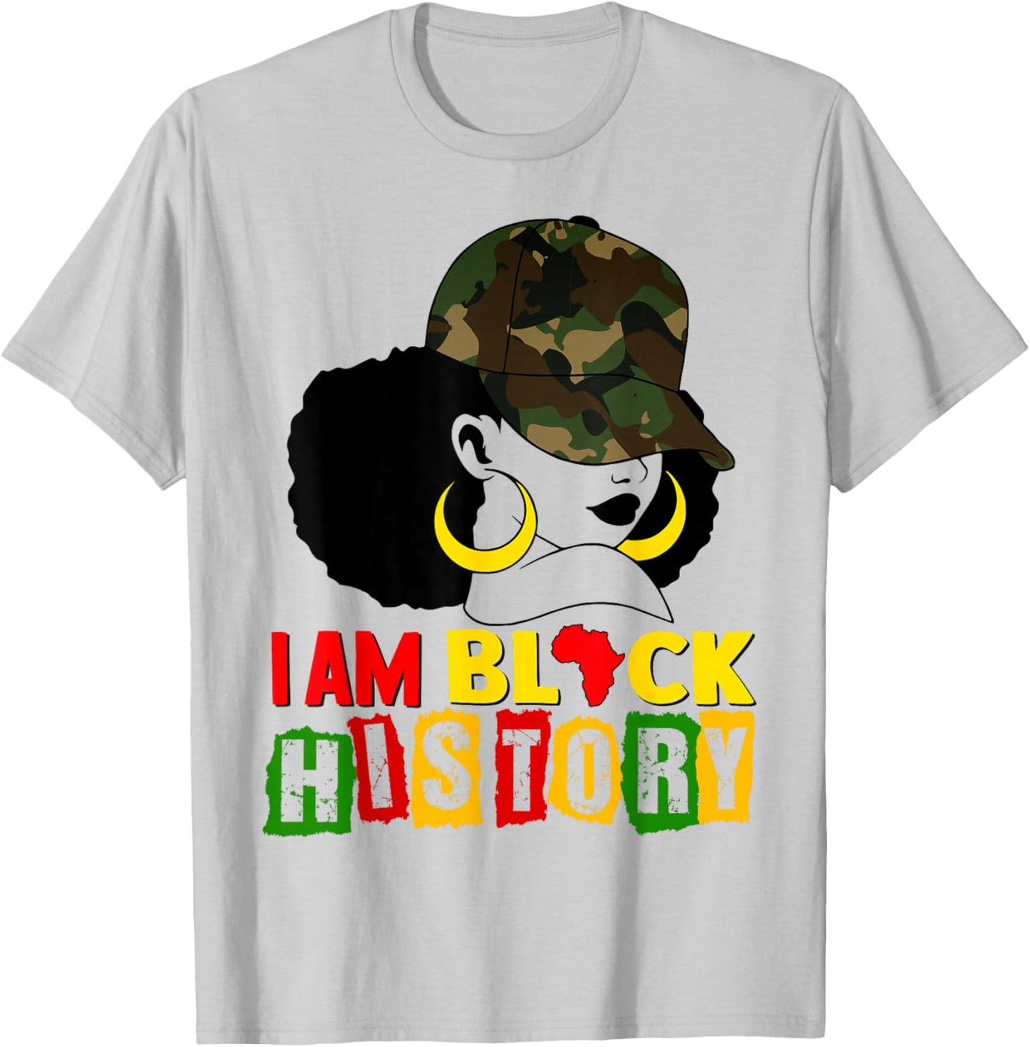 I am Black History Black Woman Camo Melanin Black History T-Shirt - T-Shirt | Ash