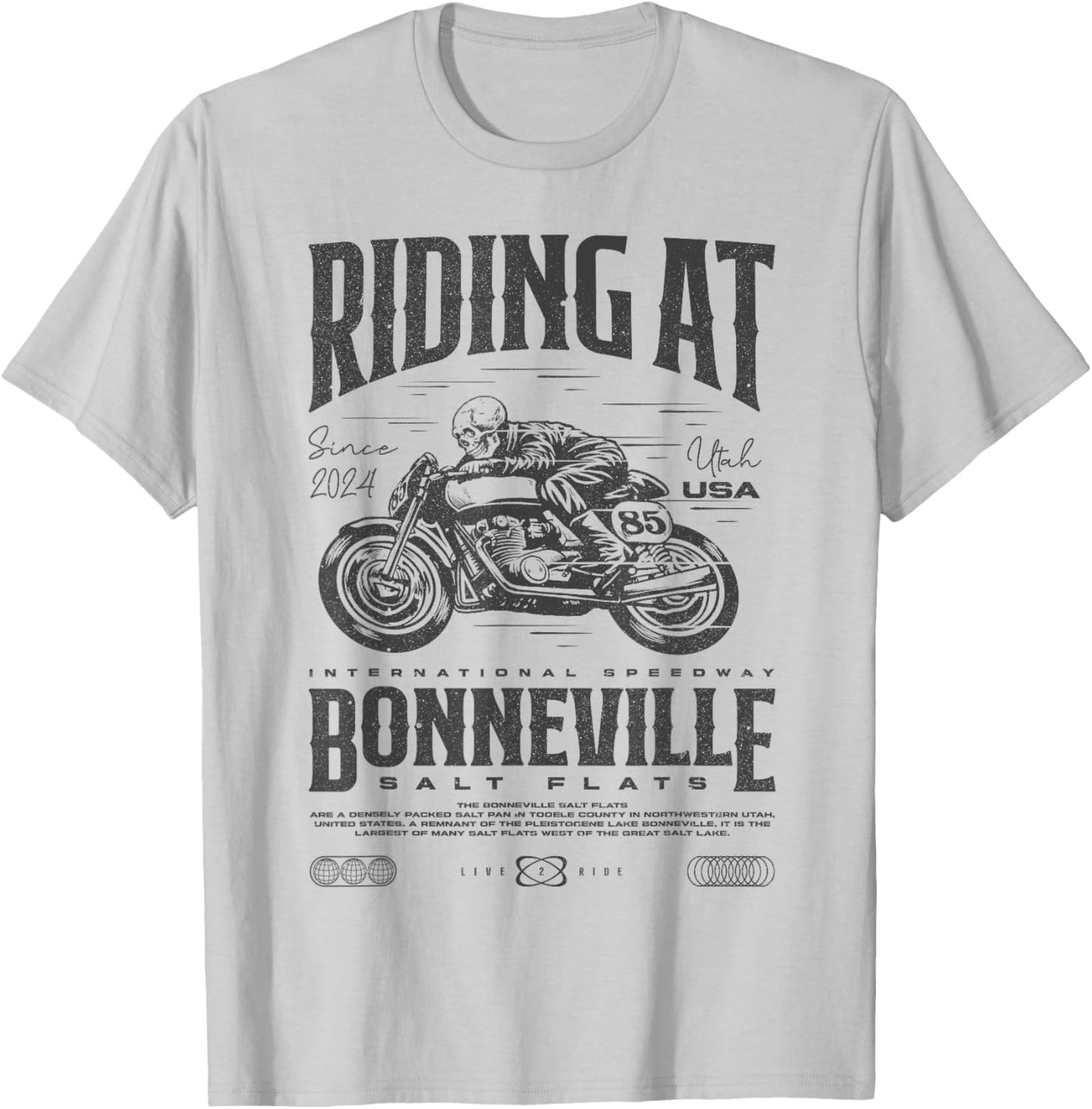 Bonneville Salt Flats Motorcycle Birthday 2024 Biker T-Shirt - T-Shirt | Ash