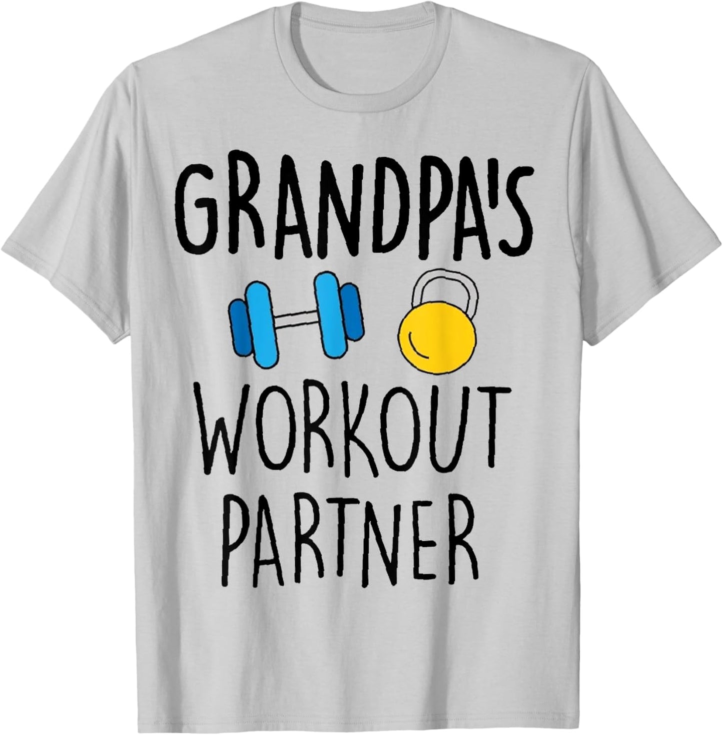 Grandpa's Workout Partner Gym Baby Funny T-Shirt - T-Shirt | Ash