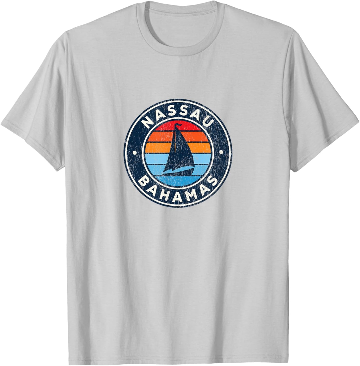 Nassau Bahamas Sailboat Retro 70s T-Shirt - T-Shirt | Ash