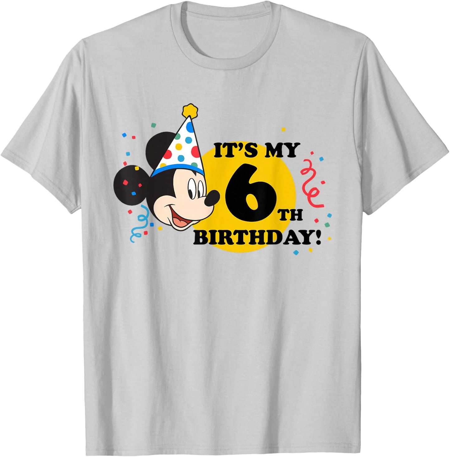 Disney Mickey Mouse 6th Birthday T-Shirt - T-Shirt | Ash