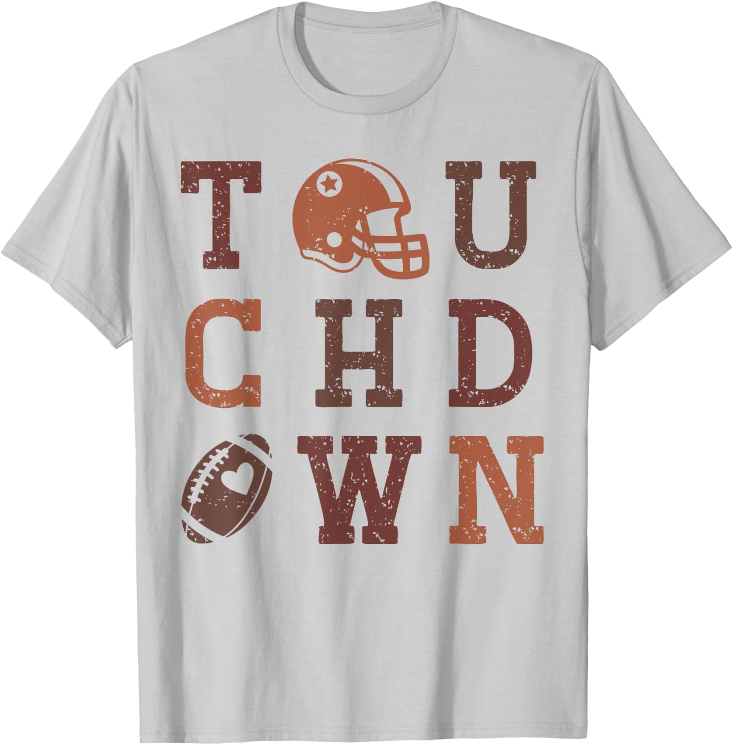 Football American Touchdown Distressed Vintage Fans T-Shirt - T-Shirt | Ash