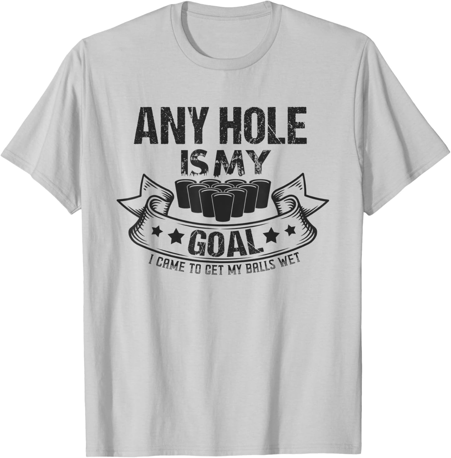 Any Hole Is My Goal I Came To Get My Balls Wet Gift T-Shirt - T-Shirt | Ash
